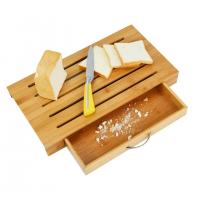 China Bamboo Water Resistance Baguette Bread Board Cutting With Tray Drawer on sale