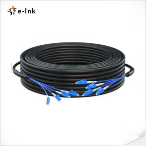 China Cabo blindado exterior 9/125um do remendo da fibra da manutenção programada do núcleo OS2 4 50 medidores de LC ao conector do LC supplier
