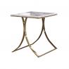 China Unique design stanieless steel base tempered glass top end table square corner table for hotel home wholesale