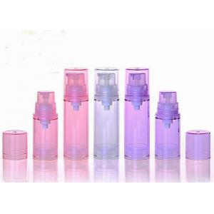 Pink Purple AS Plastic Airless Pump Dispenser , Clear Plastic Cap Airless Serum Bottles