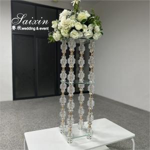 Hot Sale Crystal With Gold Metal Desing Flower Stand For Wedding Centerpieces