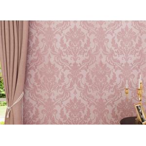 China Flocking Pink Floral Pattern European Style Wallpaper for Bedroom , Living Room supplier
