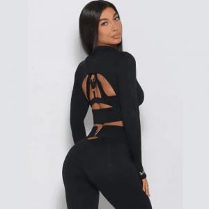 China                  Wholesale 3 Piece Sportswear Long Sleeve Crop Top Pant Yoga Workout Set Women Clothing Active Wear Gym Fitness Sets              supplier