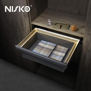 China Pull out Wardrobe Storage Box Clothes Drawer Basket with Led Light wholesale