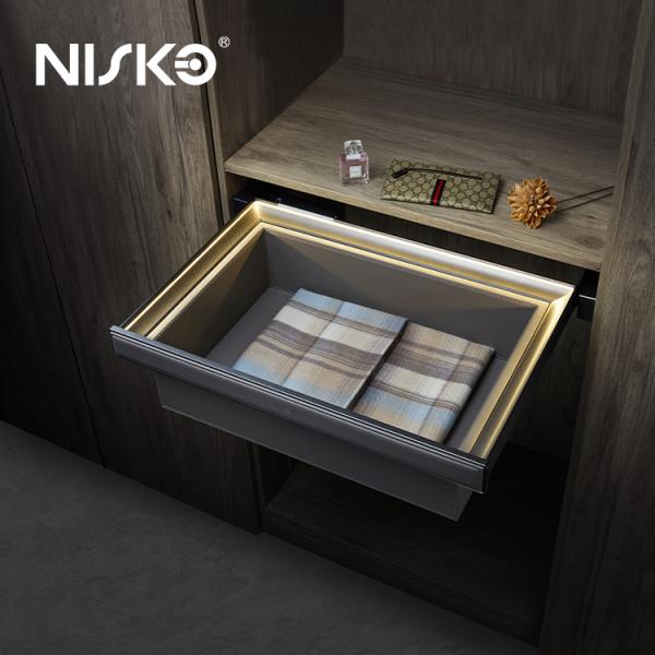 Pull out Wardrobe Storage Box Clothes Drawer Basket with Led Light