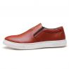 China ODM Brand Mens Slip On Leather Sneakers Black / Brown Leather With White Out Sole wholesale