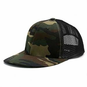 China Embroidered Flat Bill Mesh Trucker Hats For Camping Camouflage Twill Waxed Mesh supplier
