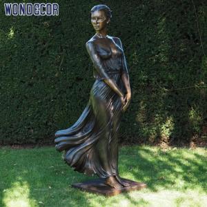 Dark Yellow Bronze Statues Sculpture Lady Bronze Statue Garden Decoration