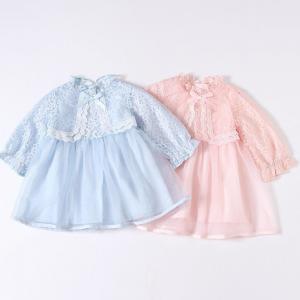 China Spring Children'S Clothing New Girls Lace Dress Children Solid Color Dress supplier