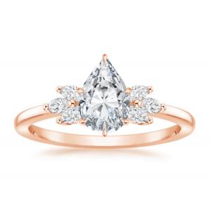 China Pear Cut Lab Grown Moissanite Ring 0.77ct PS5×7mm Dimension 14K Rose Gold Material supplier