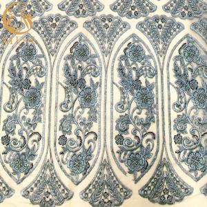 Spot Blue Mesh Beaded Lace Fabric Sewing Embroidery For Garment