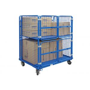 Demountable Rolling Storage Cage Heavy Duty Stackable Zinc Plated Surface