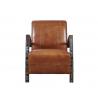 Light Brown Tan Leather Accent Chair , Leather Relaxing Chair Durable Iron