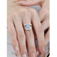 China High Clarity Fancy Diamond Rings Blue Cushion Cut Wedding Ring on sale