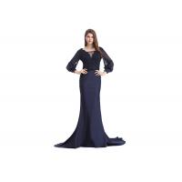 China Dark Blue Forging Fabric Chiffon Bridesmaid Dresses Fully Lined Lace Up Back on sale