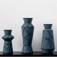 China New Design Modern Wedding Centerpiece Decorative Nordic Porcelain Flower Vases Matt Blue Ceramic Vase For Decor on sale