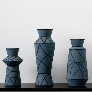 China New Design Modern Wedding Centerpiece Decorative Nordic Porcelain Flower Vases Matt Blue Ceramic Vase For Decor supplier
