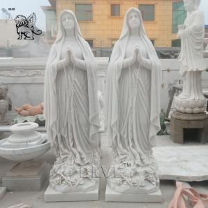 White Marble Virgin Mary Statues Our Lady Sculpture Stone Molds Figure Life Size Religious Handcarved in stock