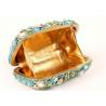 Hard Case Handmade Stone Clutch Bag Malachite Green Crystal With Golden Lining