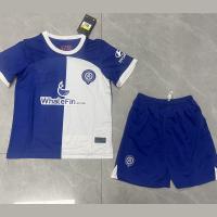 China White Blue Kids Soccer Jerseys Twill Jacquard Football Jersey Custom Name on sale