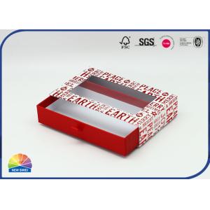 China Ribbon Handle Two Piece Gift Package Drawer Box With Visible Window on sale