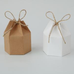 250g Kraft Paper Hexagon Packaging Box With Yurt Bow