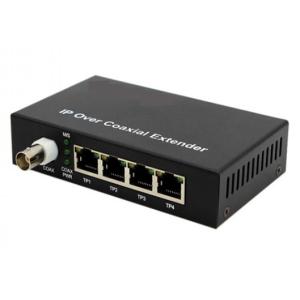 China 10/100Mbps POE sobre convertidor EOC coaxial 2KM con 1 puerto Ethernet BNC y 4 puertos Ethernet POE supplier