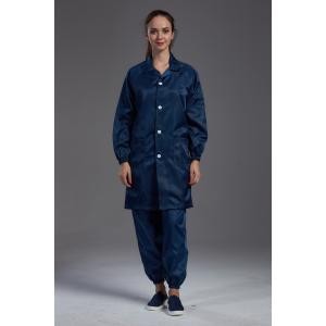Cleanroom resuable  Anti static ESD smock Labcoat dark blue with conductive fiber pen holder