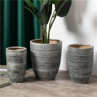 China Personalized country style indoor outdoor home decoration garden succulent pot stripe ceramic plant pot molds on sale