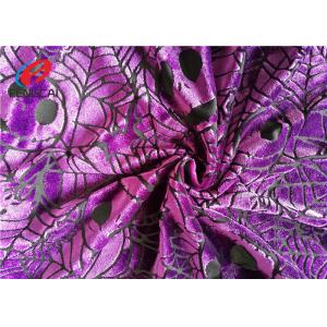 China Pumpkin Printed Burnout Velvet Polyester Spandex Fabric For Christmas Dress supplier