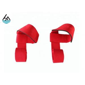 Red Weightlifting Wrist Wrap With Thumb Loop , Wrist Support Straps Bodybuilding