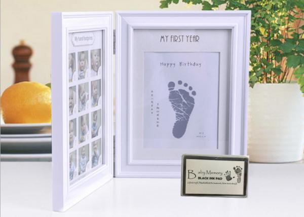 Wood Safe Baby Hand And Footprint Photo Frame Kit Non Toxic Ink Pad For Girls /