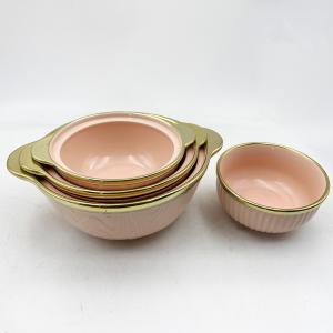 Luxury Gilt-Edged Pink Marble Porcelain Dinner Bowl Home Hotel Ceramics Dinnerware Sets many size