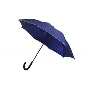 China Windproof Mens Windproof J Hook Umbrella Fiberglass Shaft Open Diameter 100-103cm supplier