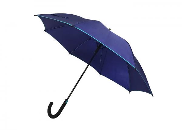 Windproof Mens Windproof J Hook Umbrella Fiberglass Shaft Open Diameter 100