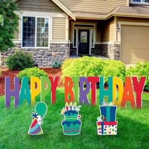 China Custom Outdoor Yard Signs Happy Birthday Yard Card With Stakes supplier
