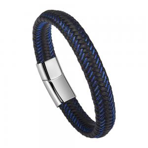 Braided Leather Bracelets For Men,Leather Bracelets Fashion Magnetic Clasp 7.5-8.5 Inch