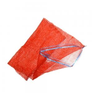 China 50kg Net Bags For Vegetables Bottom Sewing Red Raschel Leno Bag For Onions And Fruits supplier