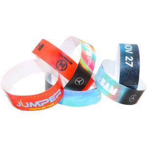 China Various Colors Paper Event Wristbands With Logo Personalised White Red Blue supplier