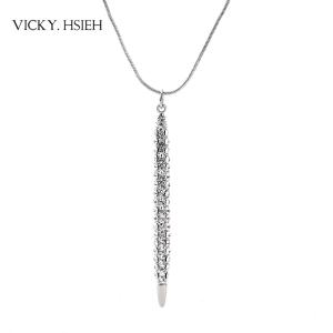 China VICKY.HSIEH Rhodium Tone Crystal Rhinestone Pave Pendant New Model Necklace Chain supplier