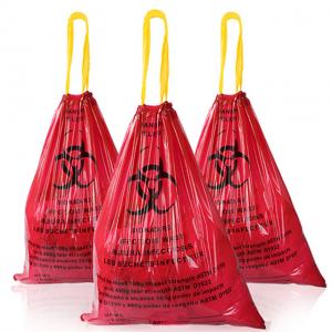 Large Capacity Yellow red hospital clinics infectious plastic disposable medical biohazard waste bags