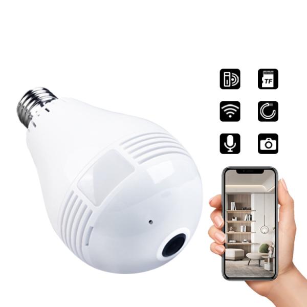 cámara ocultada Wifi de la bombilla del espía 1080P con el tenedor audio de la lámpara E27