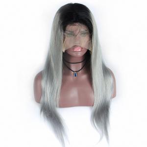 China Human Hair Straight Ombre Color Wig 1B/Grey Full Lace Wig w 100% Brazilian Remy Hair Wig supplier