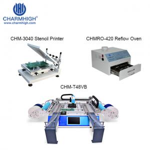China Small SMT Production Line :Desktop  SMT P&P Machine CHM-T48VB+Reflow Oven CHMRO-420+Stencil Printer CHM-T3040 supplier