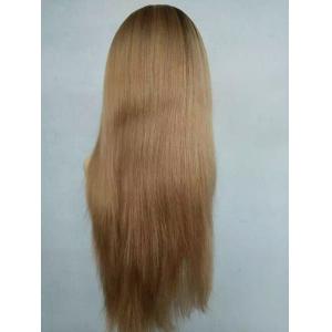 8A 16Inch  European Human Hair Jewish Wig Highlight with Dark Root,Human Hair Kosher Wig