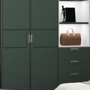 China Mjmhd CYLD-002 Customizable Shaker Style Wardrobe Doors with PVC Laminate, ENF Grade Particle Board, 22mm Thickness & Aluminum Frame for Modern Closets wholesale