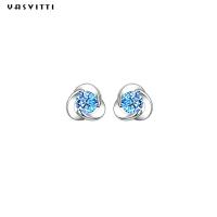 China 925 Sterling Silver Clover Zircon Earrings Flower Zircon Stud Earrings Simple Clover Diamond Earrings on sale