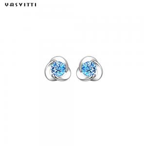 China 925 Sterling Silver Clover Zircon Earrings Flower Zircon Stud Earrings Simple Clover Diamond Earrings supplier