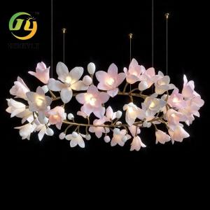 China Customized Luxury Flower Art Ceramic Modern Project Chandelier For Hotel Wedding Lobby supplier