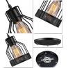 Industrial Vintage Pendant Lamps 3 X 40 W / Metal Caged Vintage Hanging Pendant